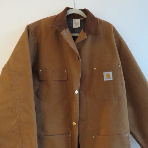 VINTAGE CARHARTT Mens Blanket Lined Duck Barn Chore Jacket Made in USA Utility - Picture 3 of 16